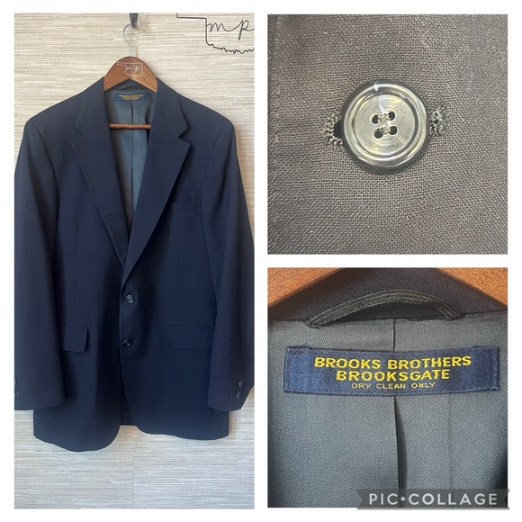 VINTAGE Brooks Brothers Jacket Men Navy Blazer Sport Coat Wool 2 Button Read - Picture 1 of 8